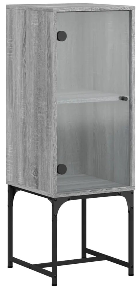 vidaXL Βοηθητικό Ντουλάπι Sonoma Γκρι 35x37x100 εκ. με Γυάλινες Πόρτες