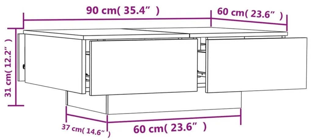 Τραπεζάκι Σαλονιού Γκρι Σκυροδέματος 90x60x31εκ από Επεξ. Ξύλο - Γκρι