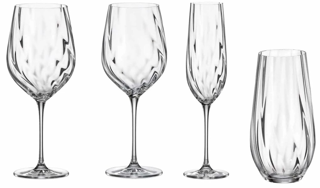 Σετ Κρυστάλλινα Ποτήρια Uria Optic/Cora - Crystal Bohemia – 24τμχ