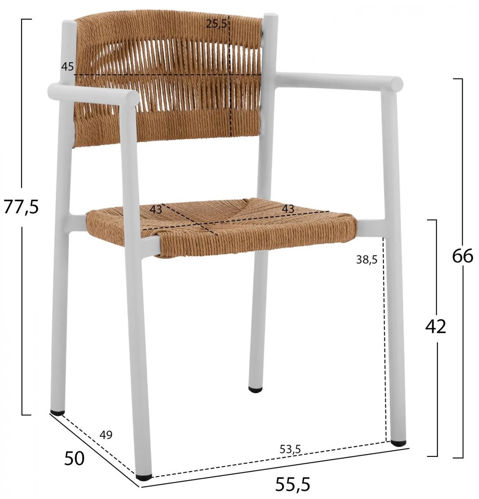 Σετ Κήπου Τραπεζαρία HM11441 3 τεμ Αλουμινίου Λευκό με Τραπέζι Polywood 80x80x73 εκ. & 2 Καρέκλες