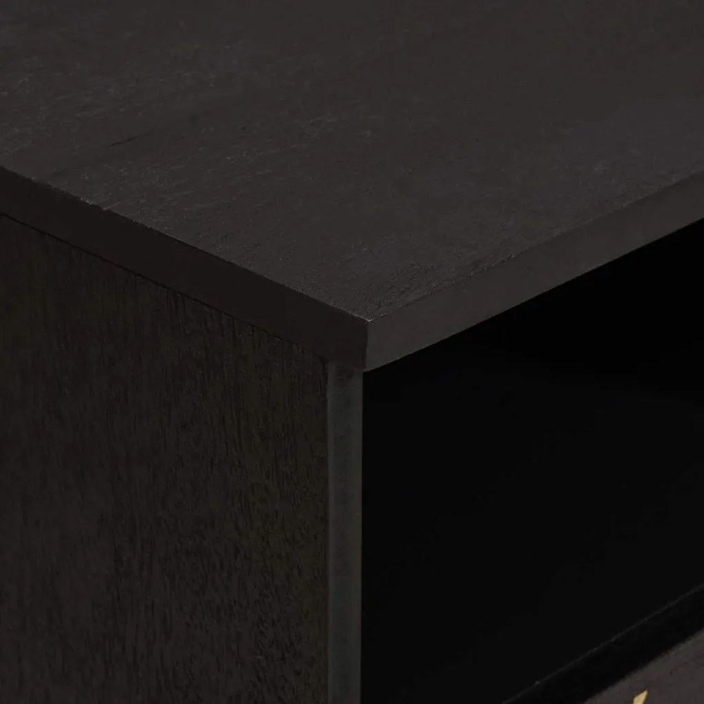 vidaXL Ντουλάπι TV με ράφι Μαύρο 100 x 33 x 46 εκ Στερεό ξύλο μάνγκο