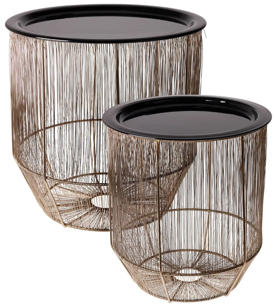 Σετ Τραπεζάκια Βοηθητικά με διαστάσεις 35x35.5cm και 30x32cm - Μέταλλο - Gold/Black - 2 τεμάχια