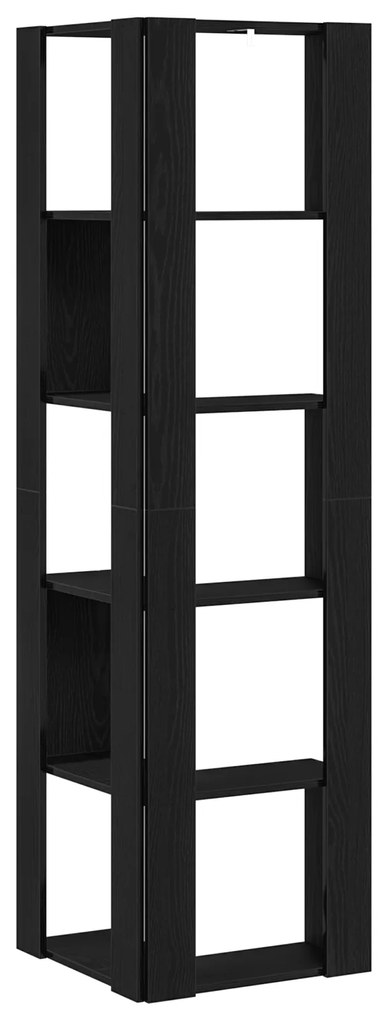 vidaXL Γωνιακή Βιβλιοθήκη Μαύρη δρυς 50 x 50 x 179 εκ.