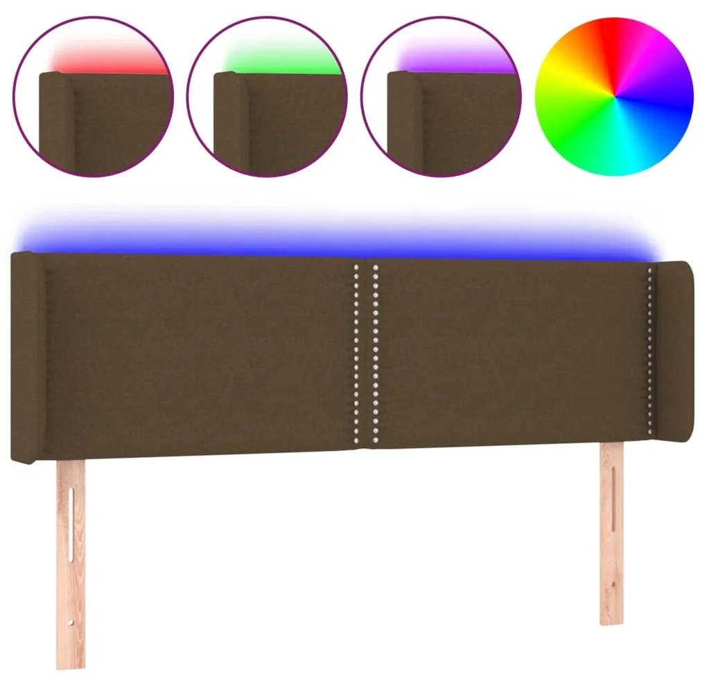vidaXL Κεφαλάρι Κρεβατιού LED Σκούρο Καφέ 147x16x78/88 εκ. Υφασμάτινο