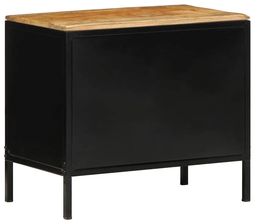 vidaXL Κομοδίνο Καφέ και Μαύρο 50 x 30 x 45 εκ Στερεό ξύλο μάνγκο