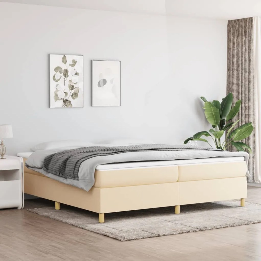 vidaXL Πλαίσιο Κρεβατιού Boxspring Κρεμ 200x200 εκ. Υφασμάτινο