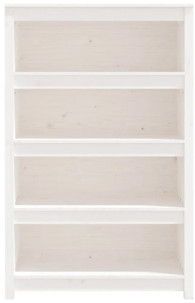vidaXL Βιβλιοθήκη Λευκή 80x35x126 εκ. από Μασίφ Ξύλο Πεύκου