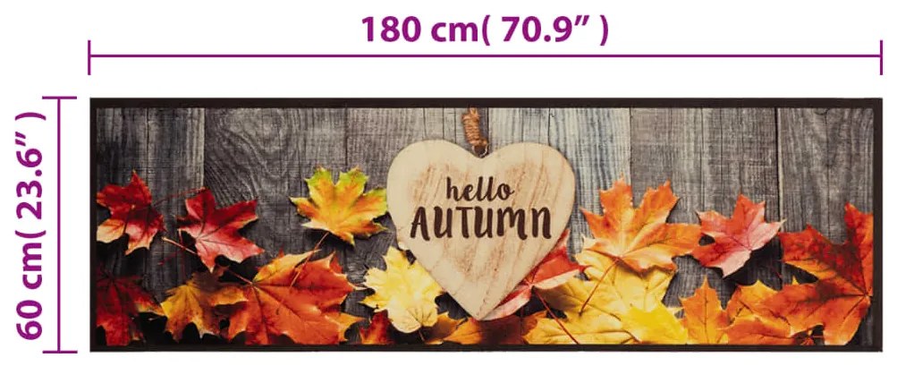 Χαλί Κουζίνας Πλενόμενο Σχέδιο Autumn 60 x 180 εκ. Βελούδινο - Καφέ