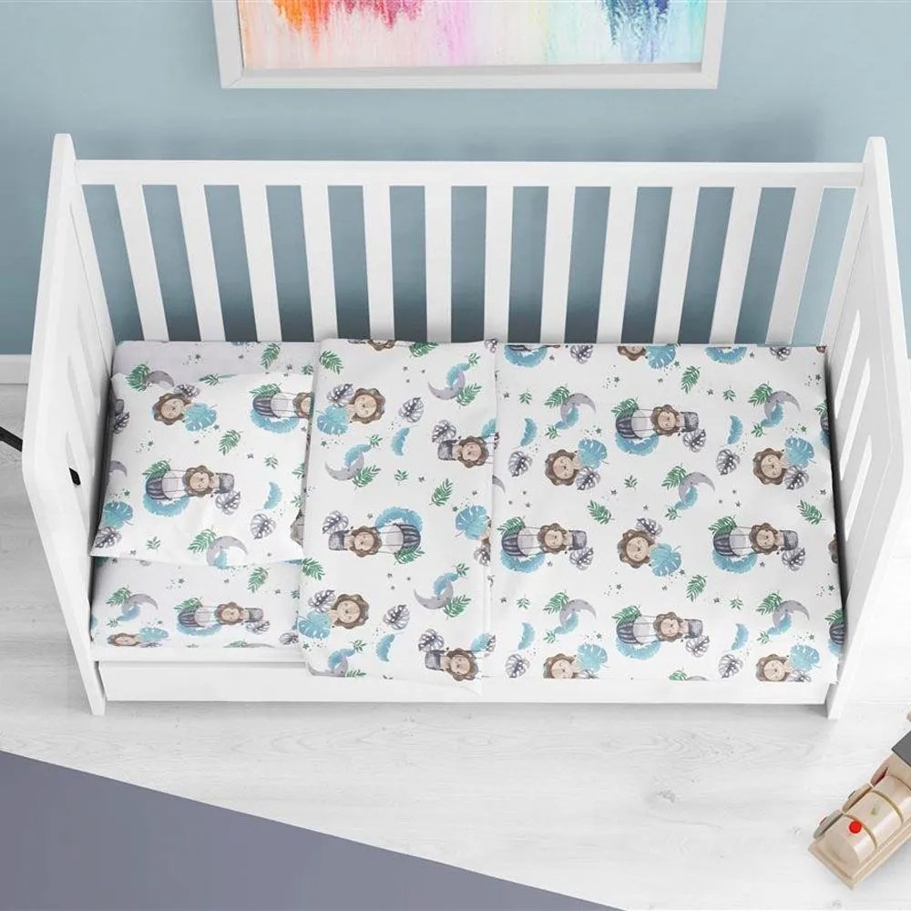 Κατωσέντονο Βρεφικό Lion 533 Με Λάστιχο Sky Blue DimCol Κούνιας 70x140cm 100% Cotton