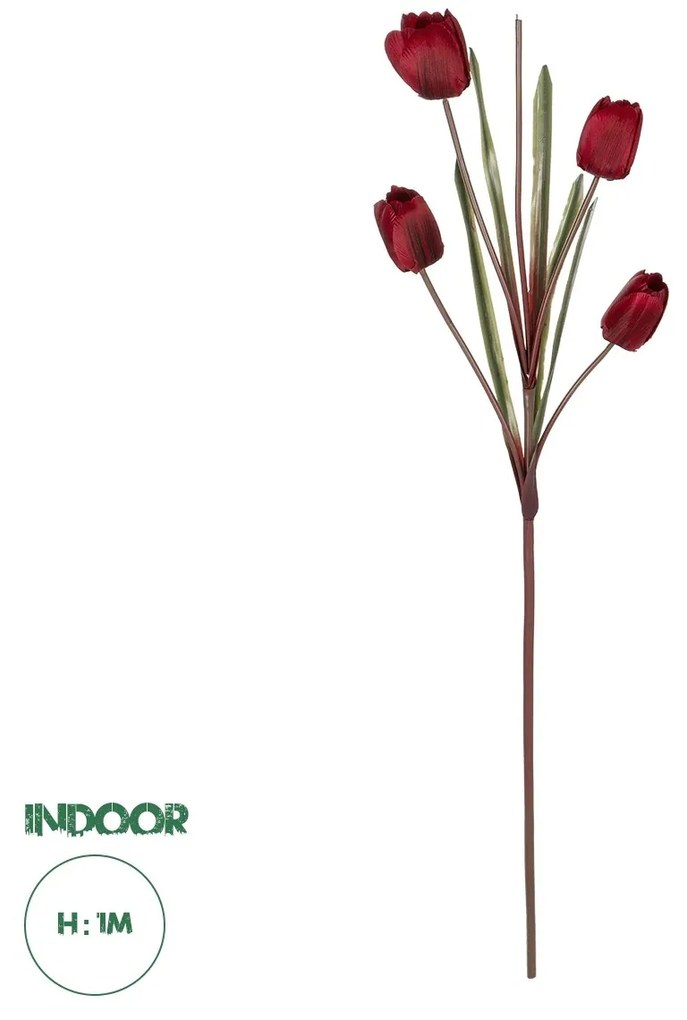 GloboStar® Artificial Garden RED TULIP BRANCH 21309 Τεχνητό Διακοσμητικό Κλαδί Κόκκινη Τουλίπα Y100cm