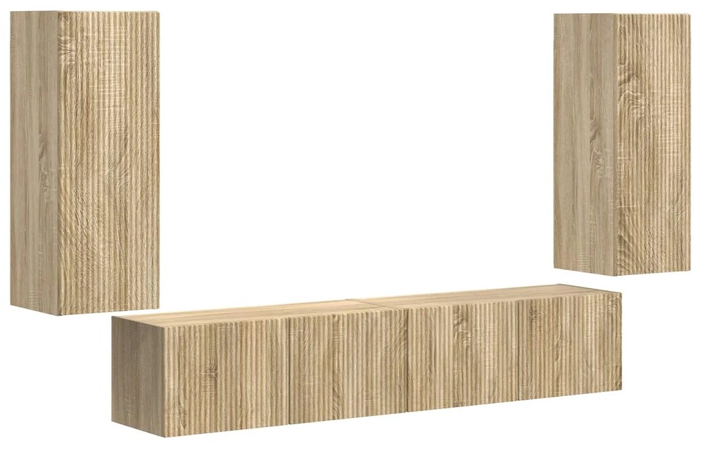 vidaXL Σετ τοίχου για τηλεόραση 4 pcs Δρύς Sonoma Επεξεργασμένο ξύλο