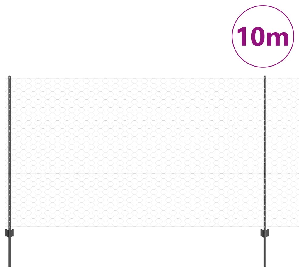 vidaXL Στυλοί Φράκτη 10 τμ U-Channel Γκρι 140 εκ Χάλυβας