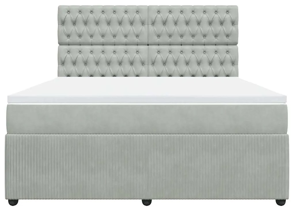vidaXL Κρεβάτι Boxspring με Στρώμα Ανοιχτό Γκρι 180x200 εκ. Βελούδινο