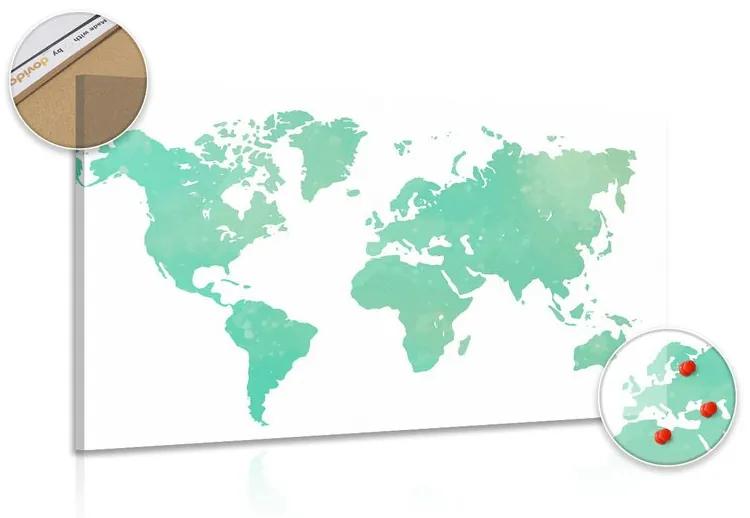 Εικόνα στον παγκόσμιο χάρτη φελλού σε πράσινη απόχρωση - 120x80  smiley