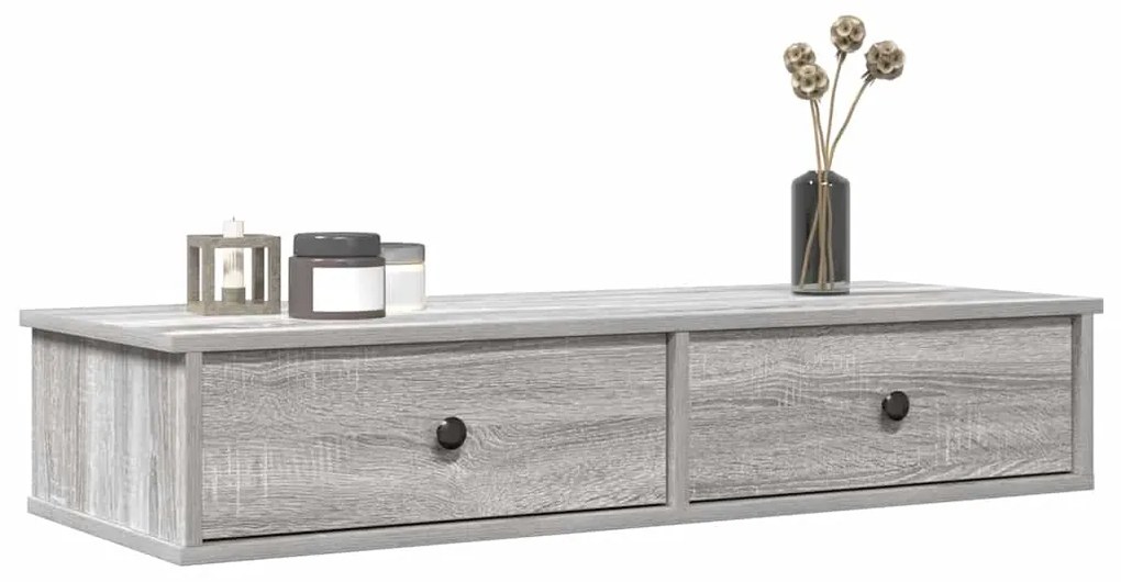 Ράφι τοίχου με συρτάρια Γκρι Sonoma Ξύλινη κατασκευή