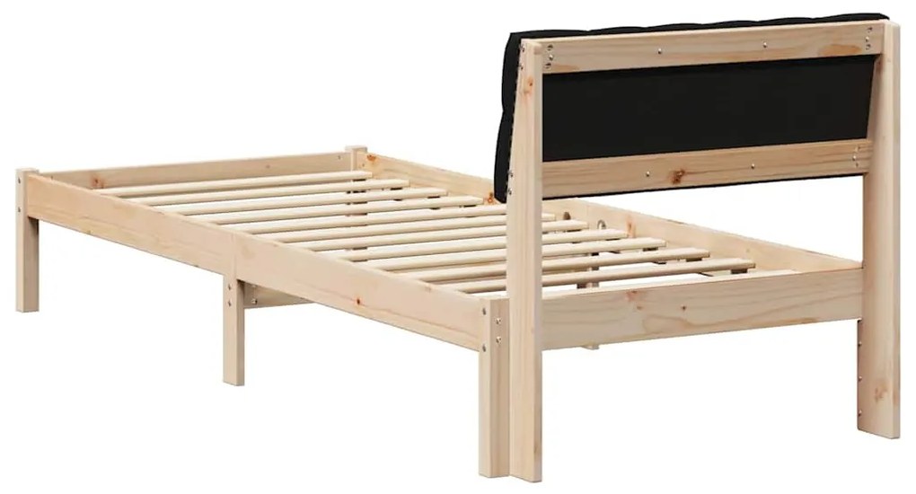 vidaXL Σκελετός Κρεβατιού Καφέ και μαύρο 80 x 200 cm Μασίφ ξύλο πεύκου