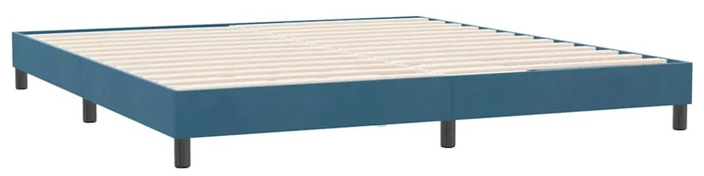 vidaXL Κρεβάτι Boxspring με Στρώμα Σκούρο Μπλε 180x210 εκ. Βελούδινο