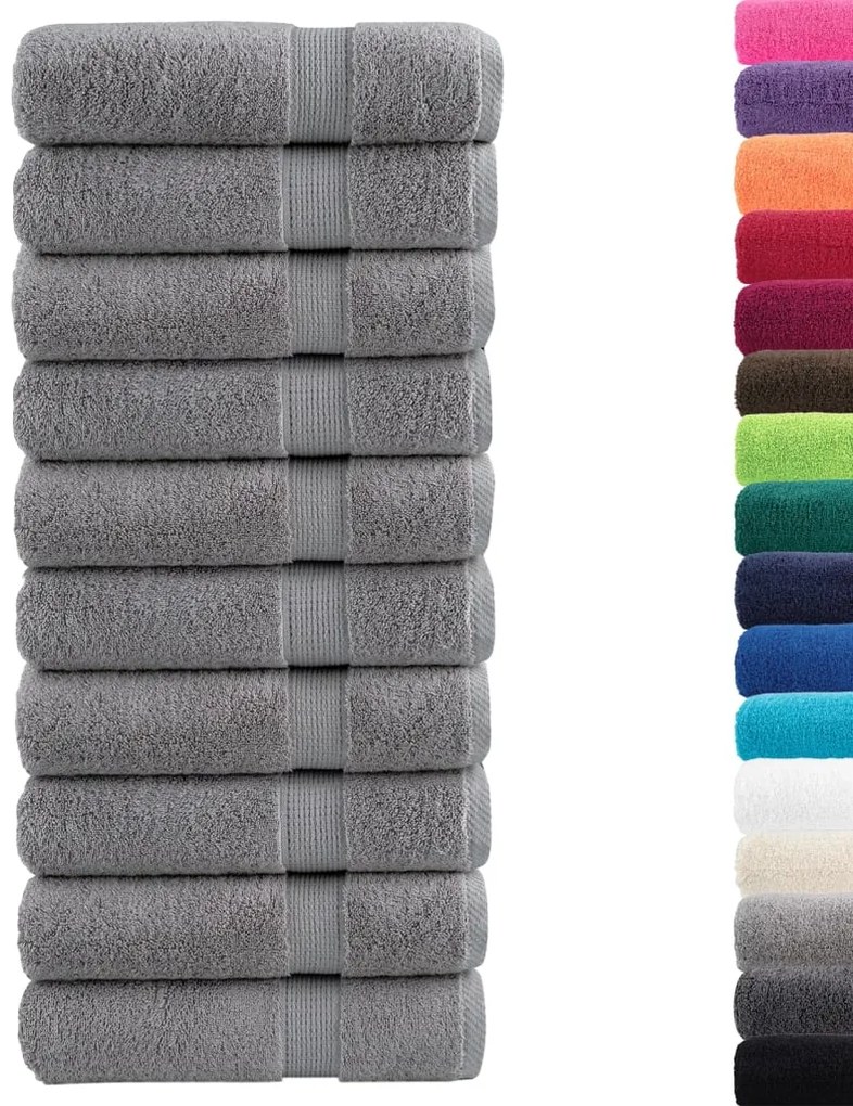 vidaXL Πετσέτες Μπάνιου Premium SOLUND 10 τεμ. Γκρι 100x150 εκ. 600 γρ./μ²