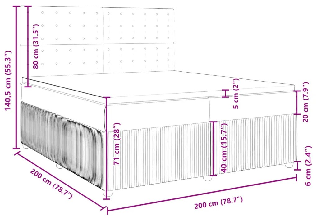 Κρεβάτι Boxspring με Στρώμα Ανοιχτό Γκρι 200x200 εκ. Υφασμάτινο - Γκρι