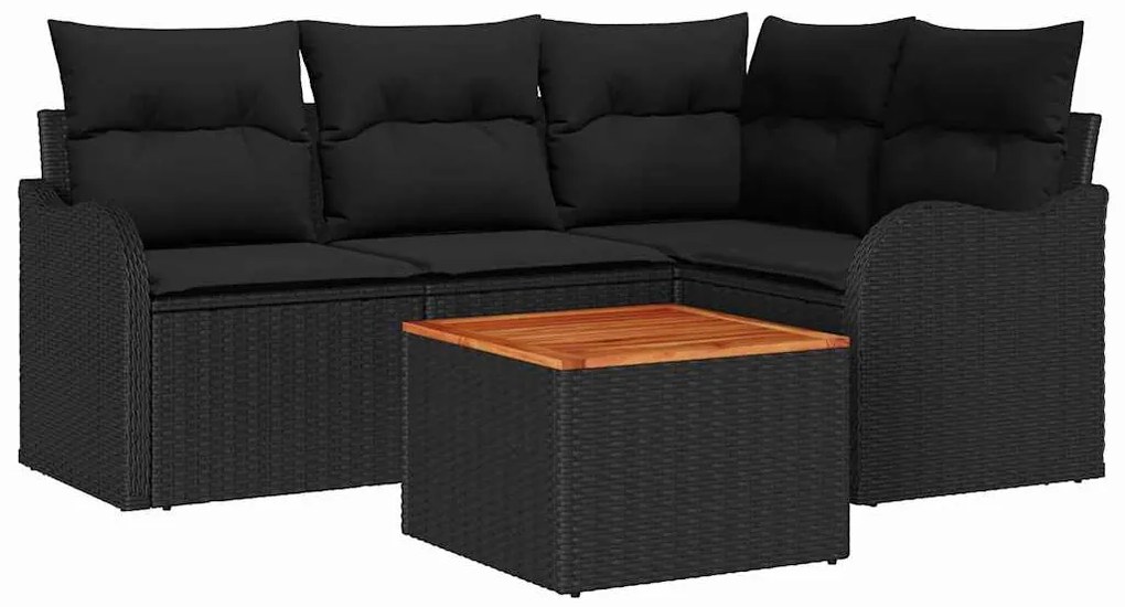 vidaXL Σετ Καναπέ Κήπου 5 pcs Μαύρο Πολυ ράταν