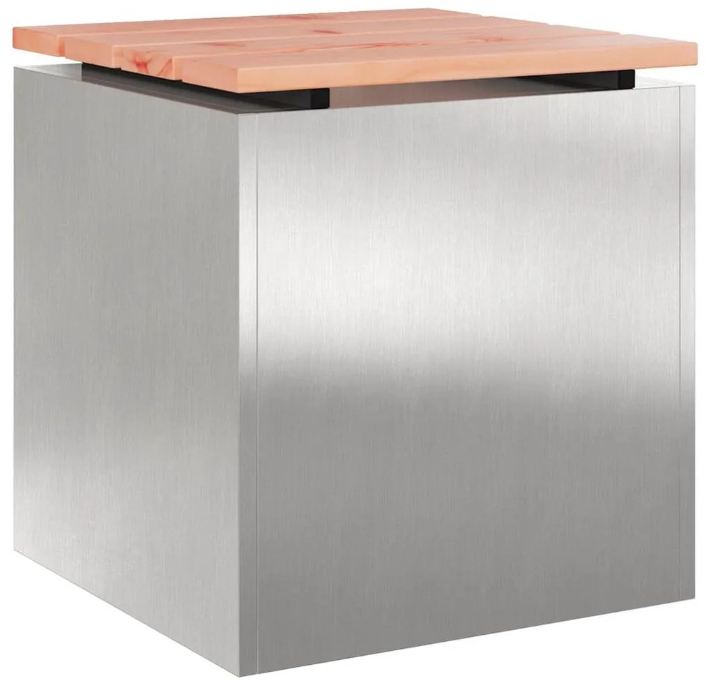 vidaXL Παγκάκι κήπου Ασημί 40 x 40 x 43 cm Ανοξείδωτο ατσάλι