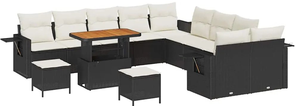 vidaXL Σετ Καναπέ Κήπου 13 pcs Μαύρο συνθετικό ρατάν