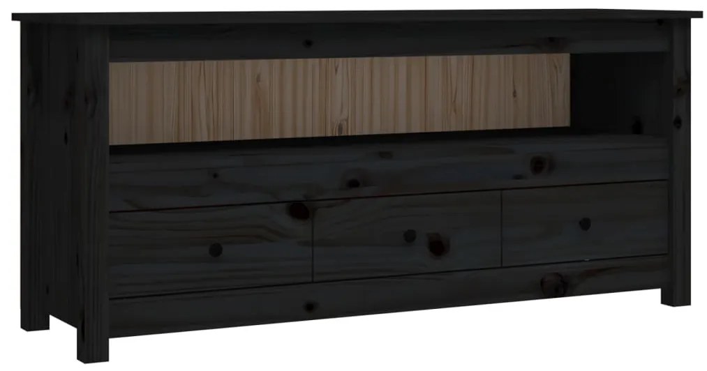 vidaXL Έπιπλο Τηλεόρασης Μαύρο 114 x 35 x 52 εκ. από Μασίφ Ξύλο Πεύκου
