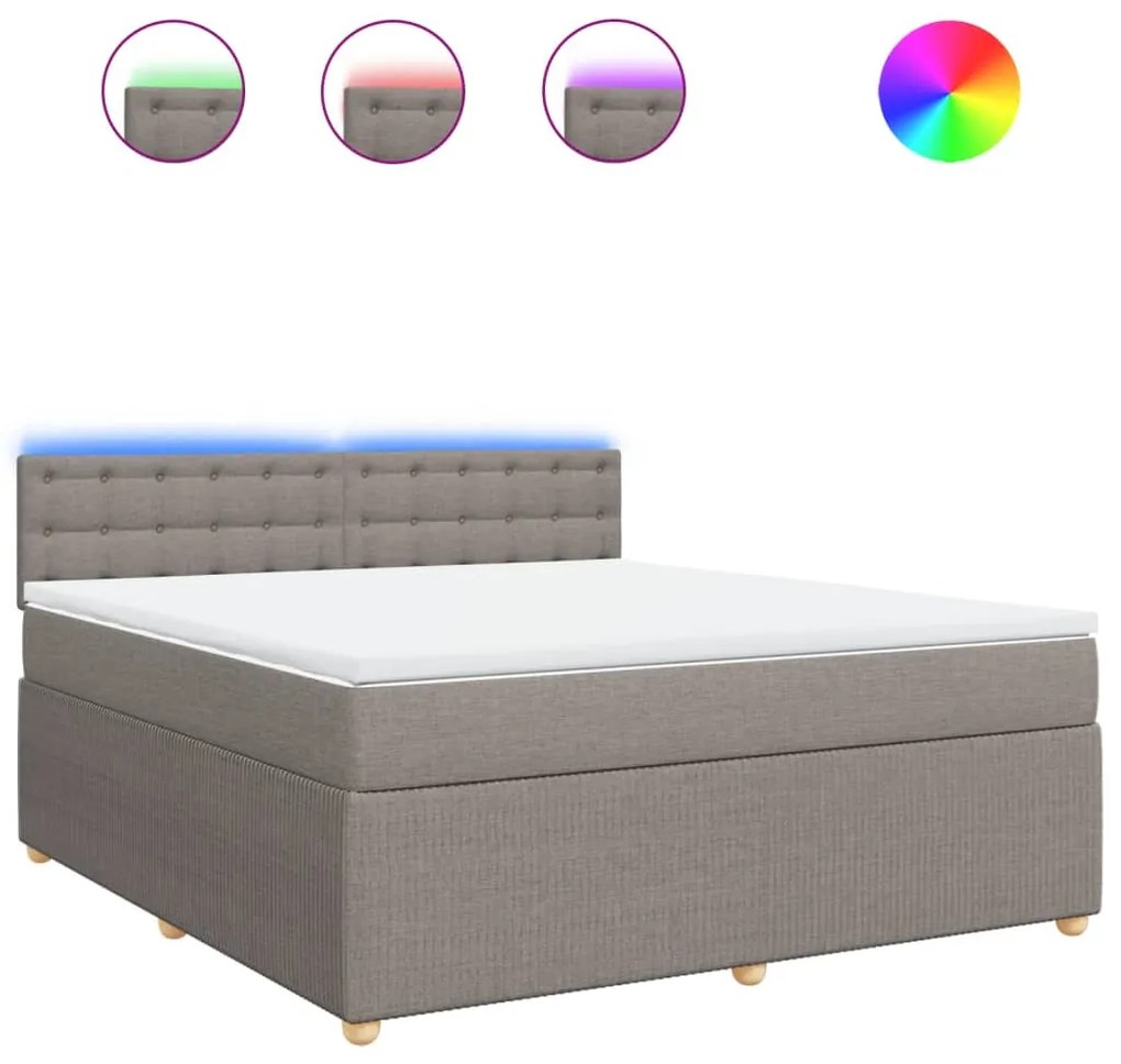 Κρεβάτι Boxspring με Στρώμα Taupe 180x200 εκ. Υφασμάτινο - Μπεζ-Γκρι