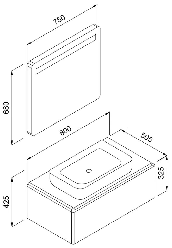 Πάγκος KUZEY Λευκό MDF 18mm Λάκα 80 S3BKUZ080WHM 80x50.5x32.5cm