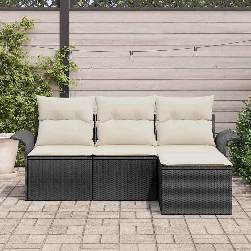 vidaXL Σετ Καναπέ Κήπου 4 pcs Μαύρο 55 x 55 x 37εκ συνθετικό ρατάν
