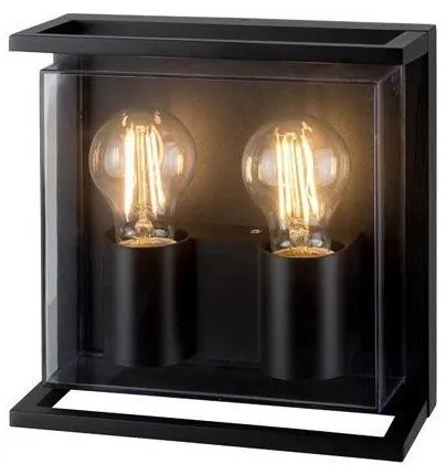 Απλίκα Φωτιστικό Τοίχου 2xE27 Μαύρο 22x22x9,5cm IP65 145-20635 Eurolamp-145-20635-Μαύρο 145-20635