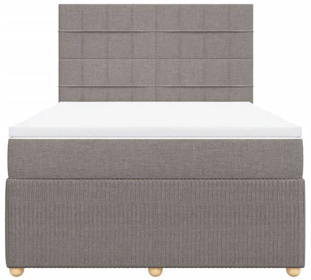 Κρεβάτι Boxspring με Στρώμα Taupe 140x190 εκ. Υφασμάτινο - Μπεζ-Γκρι