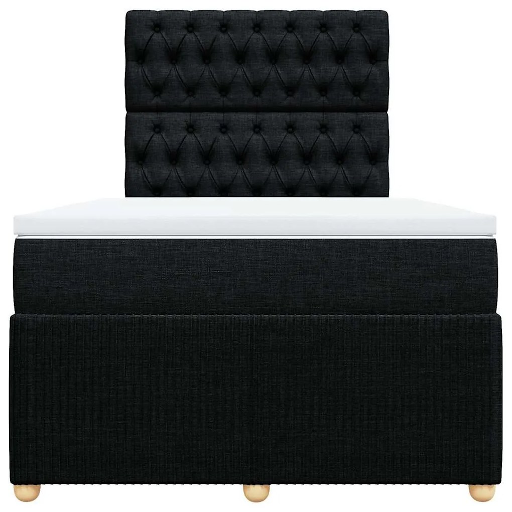 vidaXL Κρεβάτι Boxspring με Στρώμα Μαύρο 120x190 εκ. Υφασμάτινο