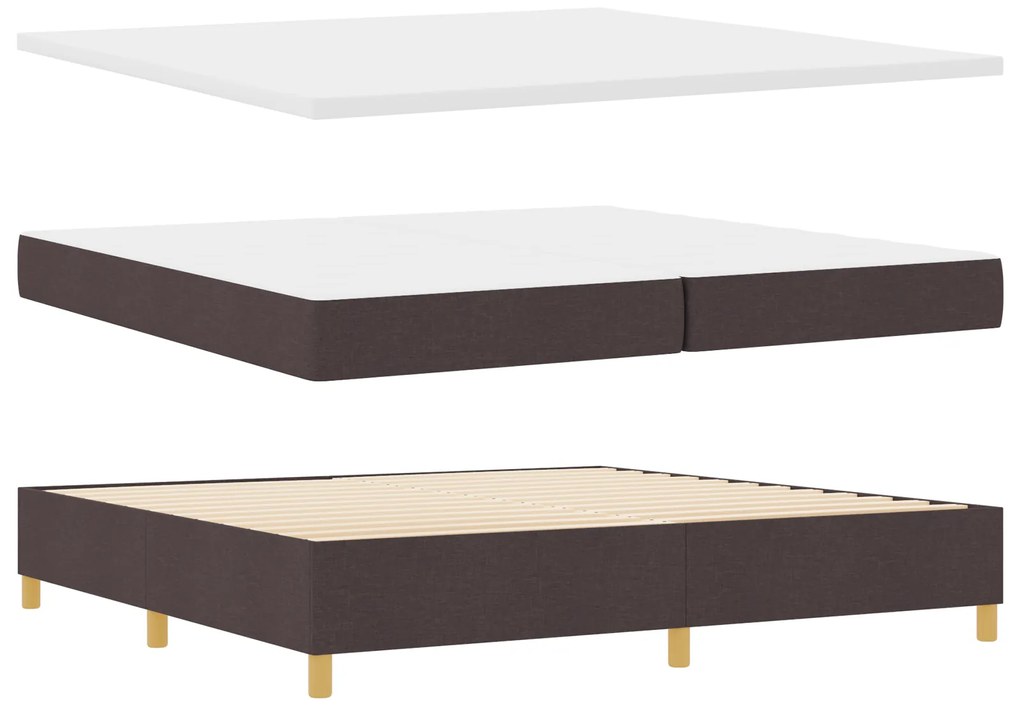vidaXL Κρεβάτι Box Spring με Στρώμα & Πάγκο Σκούρο Καφέ 200x200 cm Ύφασμα