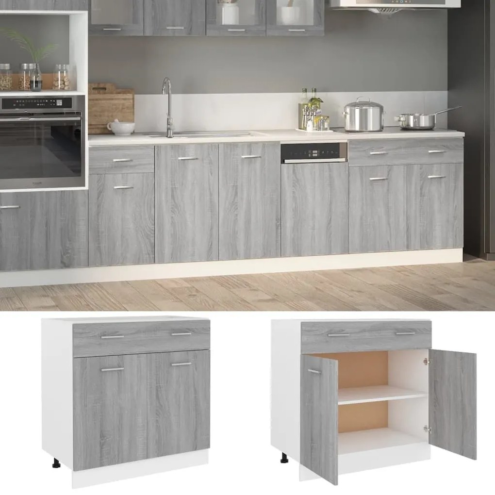 Έπιπλο Με Συρτάρι Lyon Γκρι Sonoma 80x46x81,5 εκ. Επεξεργ. Ξύλο 815580