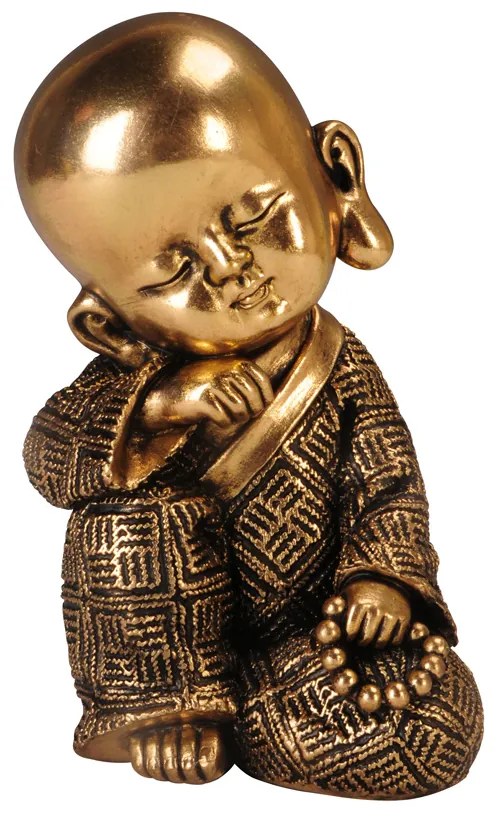 LITTLE MONK 1 DECO ΒΟΥΔΑΣ POLYRESIN ΧΡΥΣΟ ΜΑΥΡΟ 8,3x8,3xH13,8cm - 022505