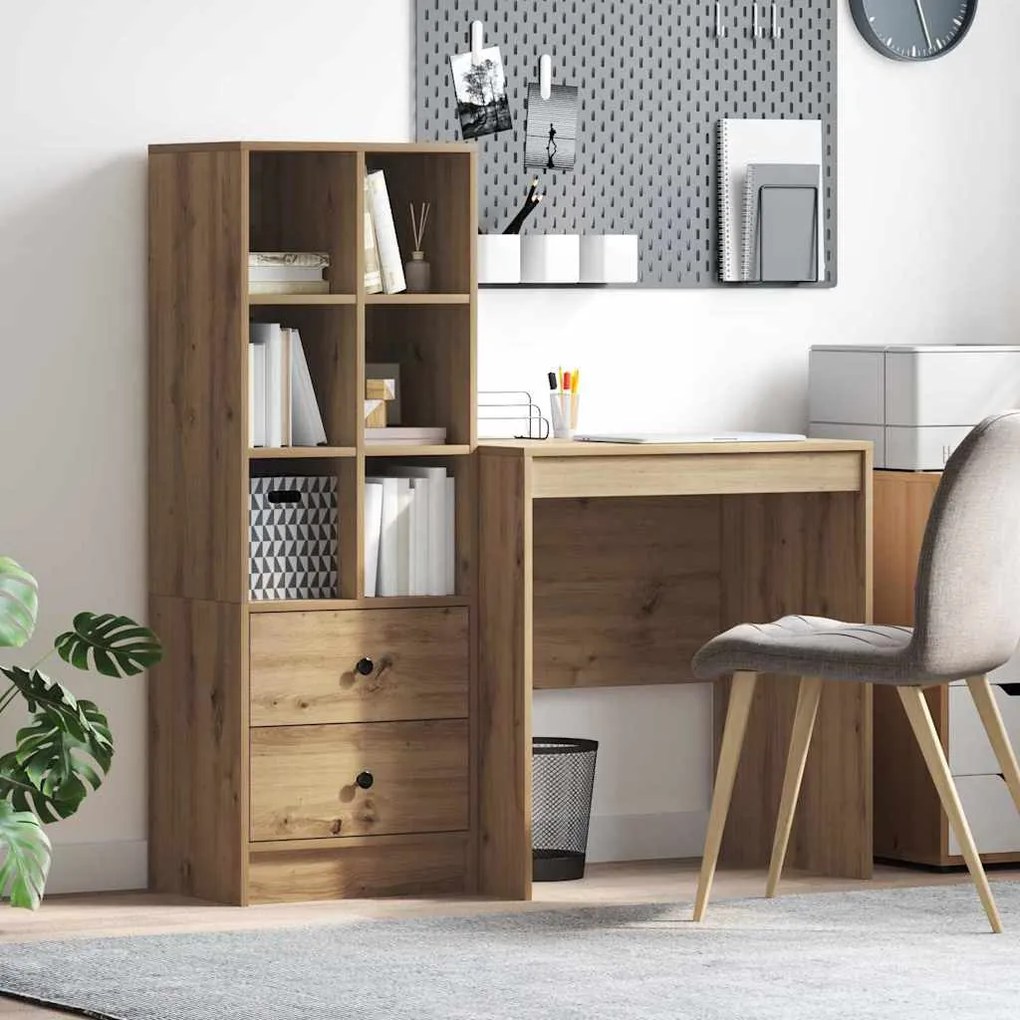vidaXL Γραφείο με αποθηκευτικό χώρο με συρτάρι 2 pcs artisan δρυς
