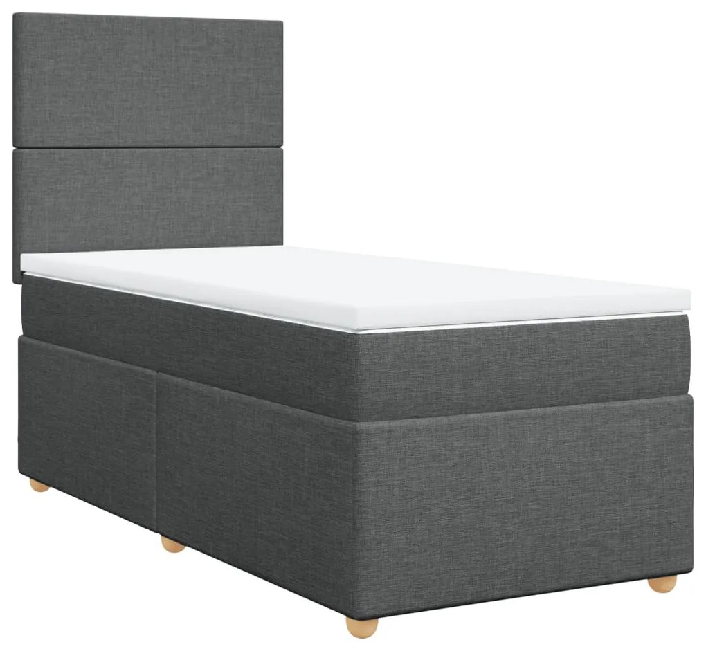 vidaXL Κρεβάτι Boxspring με Στρώμα Σκούρο Γκρι 100x200 εκ. Υφασμάτινο