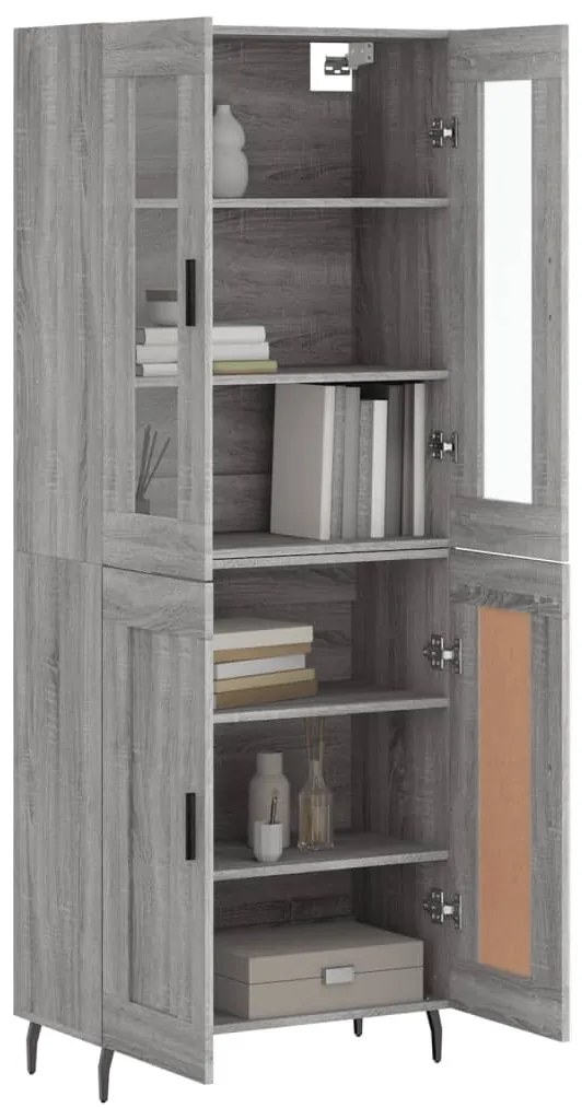 vidaXL Ντουλάπι Γκρι Sonoma 69,5 x 34 x 180 εκ. Επεξεργασμένο Ξύλο