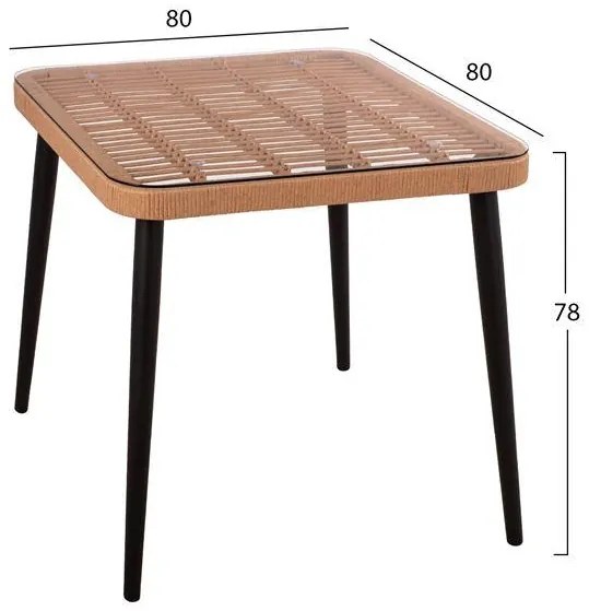 Σετ Κήπου Τραπεζαρία ALLEGRA C10481 3 τεμ Μπέζ - Μαύρο Wicker με Τραπέζι 80x80x78 εκ. & 2 Καρέκλες