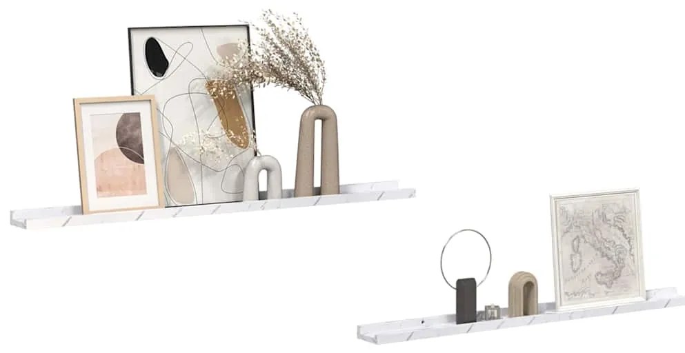 vidaXL Ράφι Τοίχου με ράφι 2 pcs Λευκό Μάρμαρο 100 x 9 x 3 cm