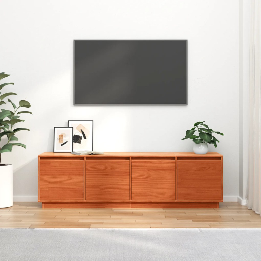 vidaXL Ντουλάπι TV Καφέ 156 x 37 x 45 εκ Μασίφ ξύλο πεύκου