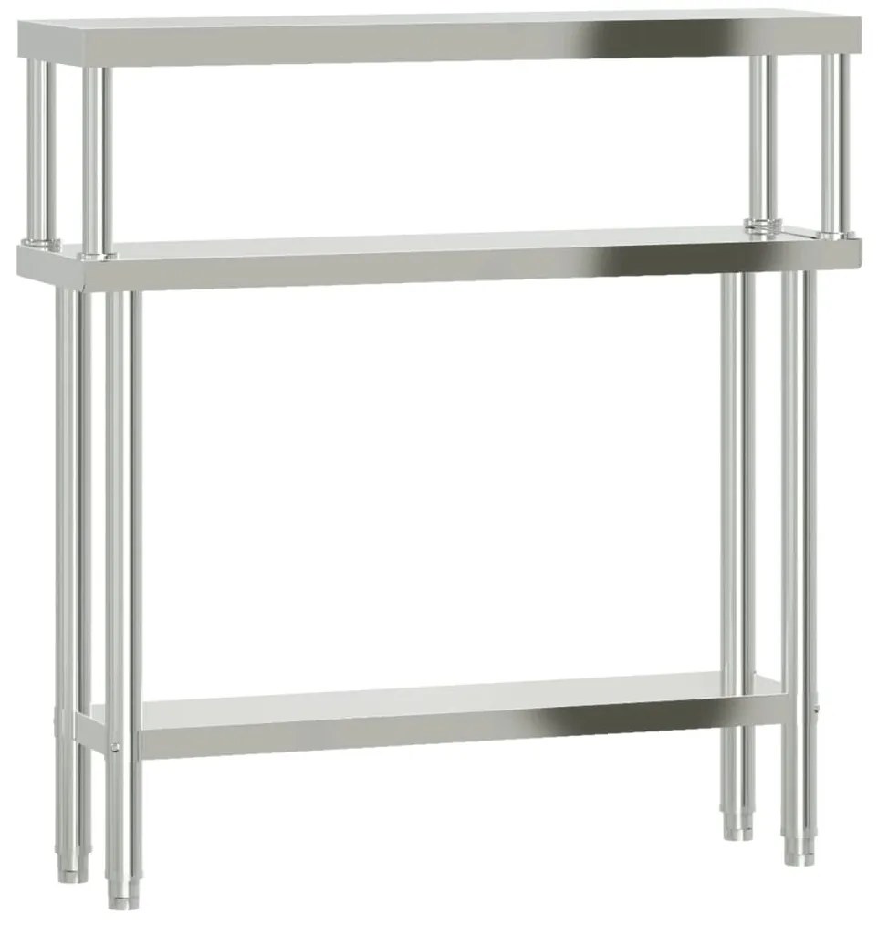 vidaXL Πάγκος Εργασίας Κουζίνας με Ράφι 110x30x120 εκ. Ανοξείδ. Ατσάλι