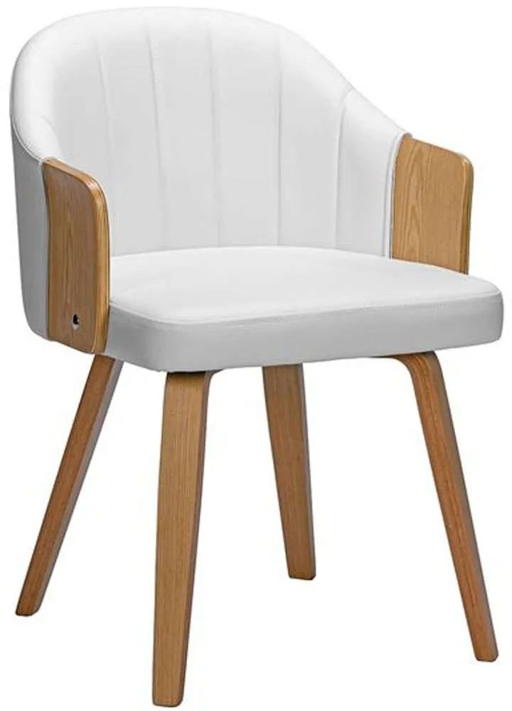 Πολυθρόνα Enzo Ε7518,2 55x58x78cm Natural-White Wood, Technoderma