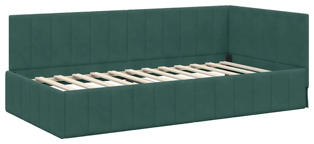 vidaXL Κρεβάτι γωνίας με στρώμα με στρώμα 2 pcs Πράσινο Βελούδο