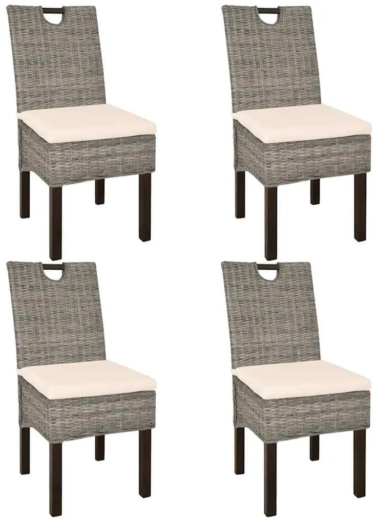 vidaXL Καρέκλες Τραπεζαρίας 4 τεμ. από Ρατάν Kubu και Ξύλο Μάνγκο