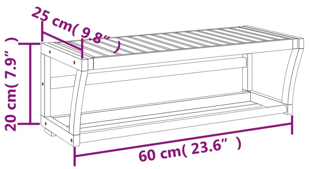 Ράφι για Πετσέτες Επιτοίχιο 60 x 25 x 20 εκ. από Μπαμπού - Καφέ