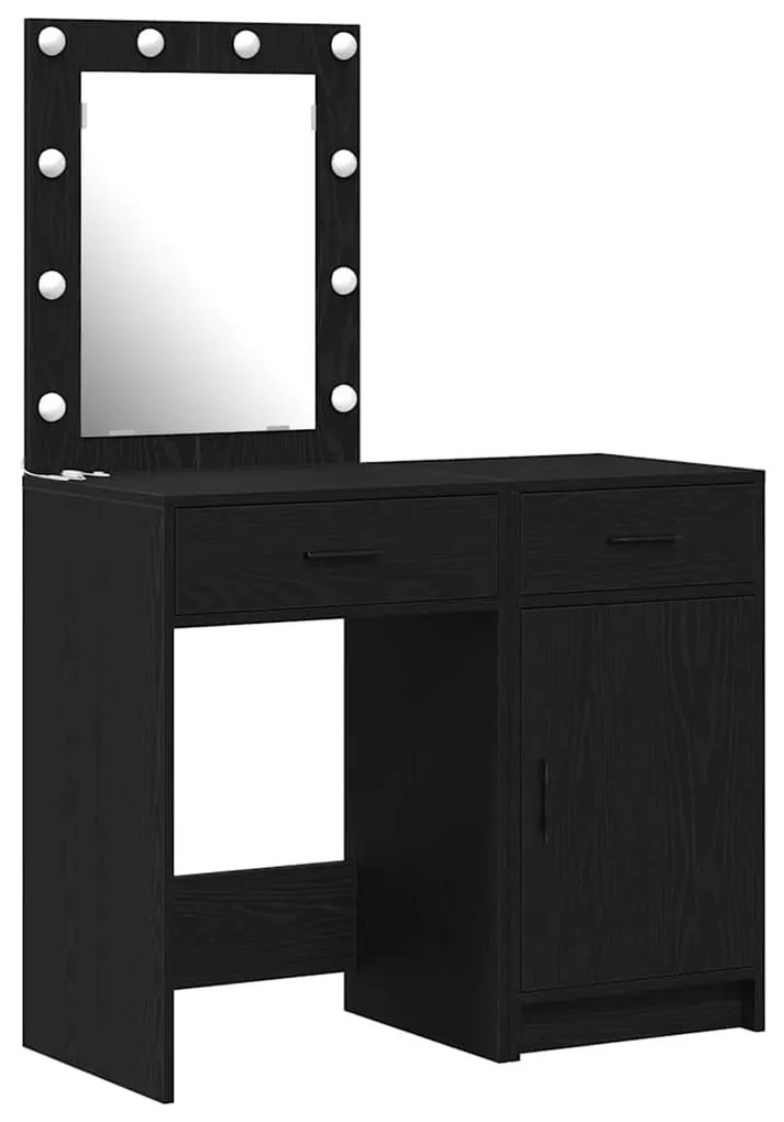 vidaXL Τραπέζι περιποίησης με συρτάρι 2 pcs Μαύρο 50 x 41 x 135 εκ