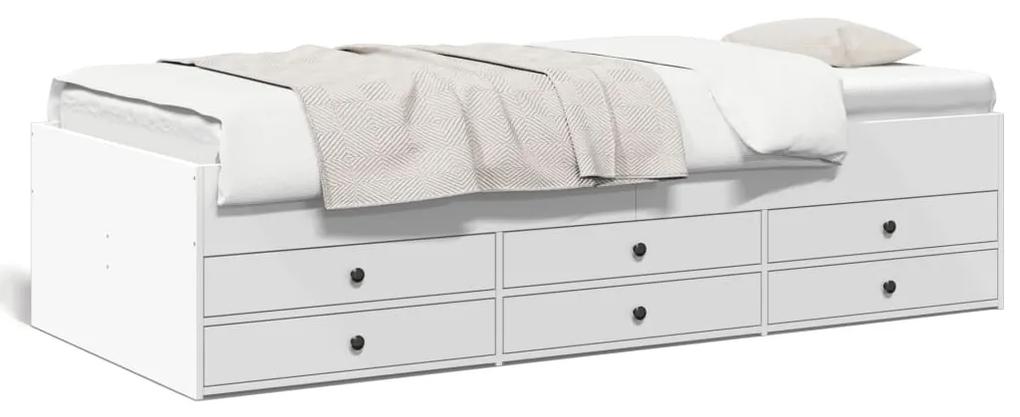 vidaXL Καναπές-Κρεβάτι με Συρτάρια Λευκός 90x190 εκ. Επεξ. Ξύλο