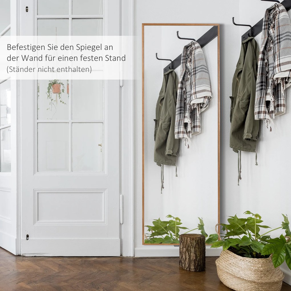 HOMCOM Καθρέφτης Τοίχου, Ψηλός, Πλαίσιο από Πεύκο, 45Μ x 125Υ x 4,8Β cm